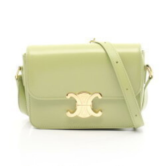 Celine Teen Triomphe Shoulder Bag Leather Green - Picture 1 of 8